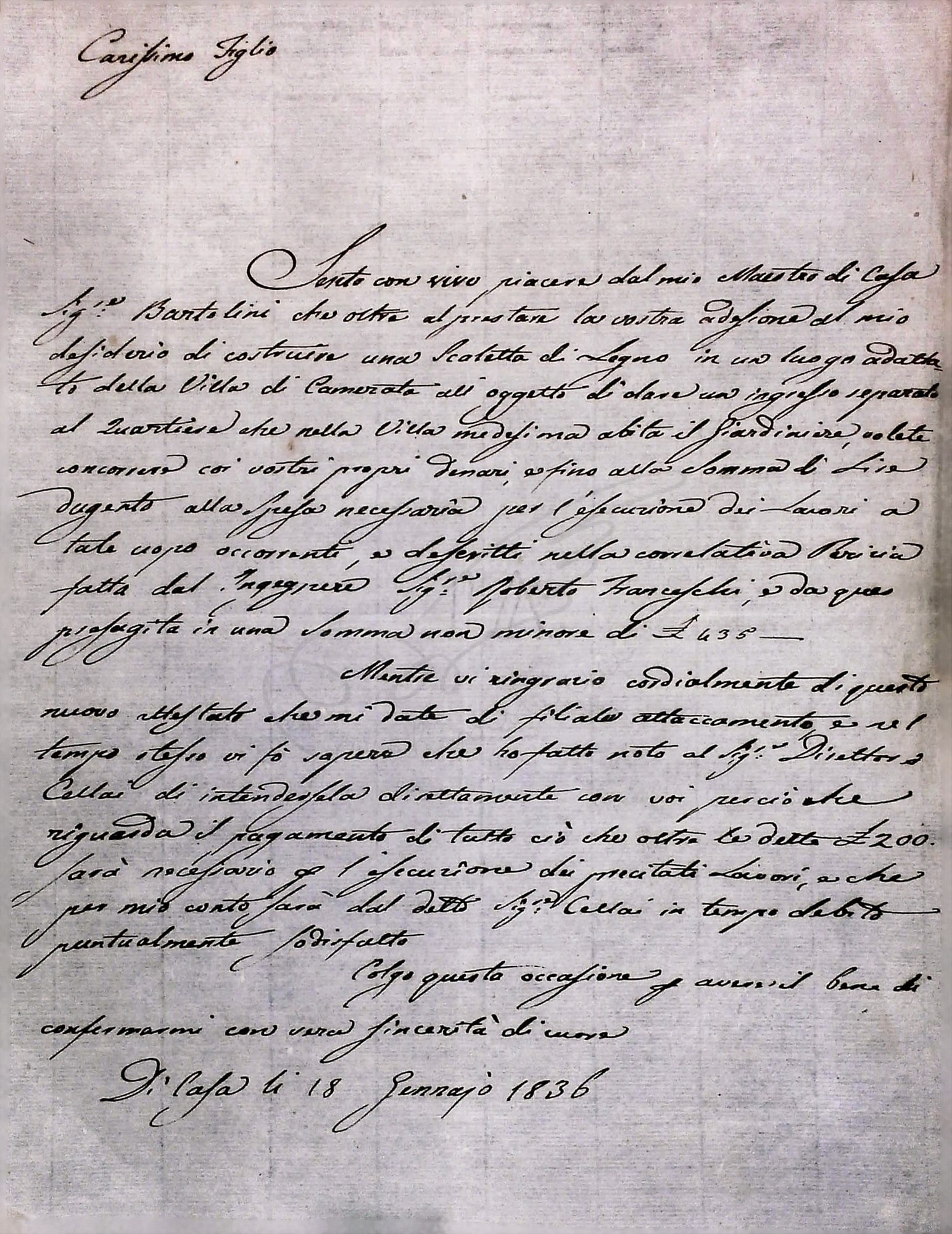 Lettere appartenenti alla signora marchesa vedova Martelli Niccolini titolo originale